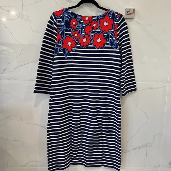 Talbots Stripes and Flowers Shift Dress - Size Medium - Picture 5 of 8